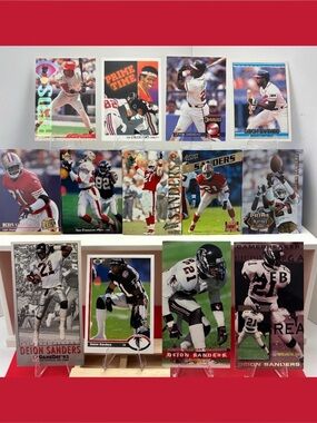 ⚾️🏈Vintage Deion Sanders MLB/NFL lot of 13 w/ 3 Tallboy cards